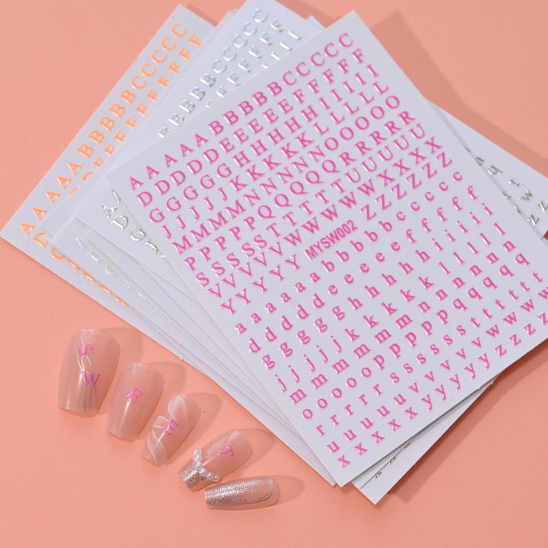 12 sheet 12-Color Fluorescent Nail Letter Stickers Set - Complete A-Z Alphabet (Upper & Lower Case) for School Nail Art Classes & Office Creativity