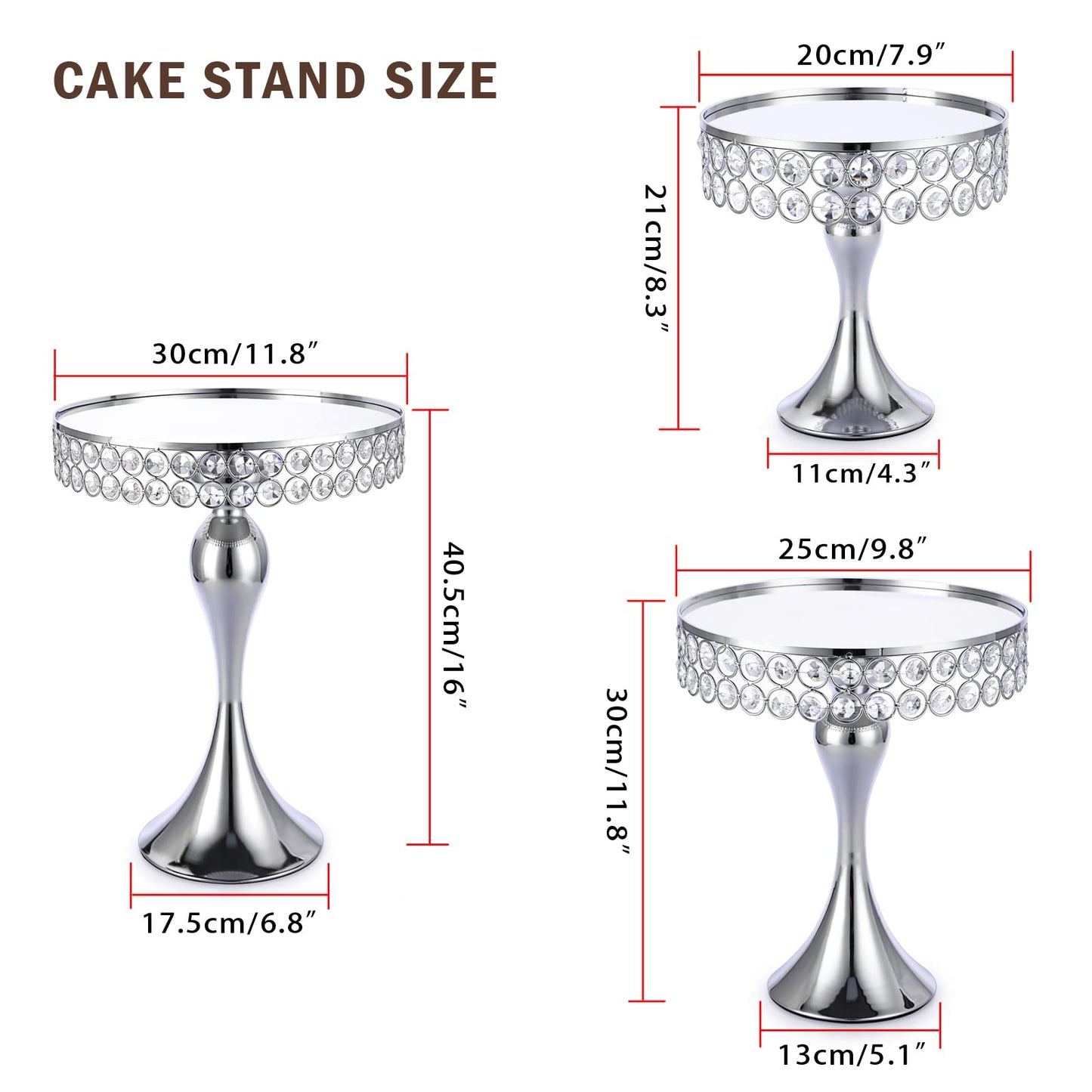 Cupcake Stands 3 Pcs Crystal Cake Stands Set Cake Holder Mirror Plates Wedding Generic Cupcake Stand Cupcake Holders Cup Cake Stand Cupcake Tray Cupcake Holder Stand