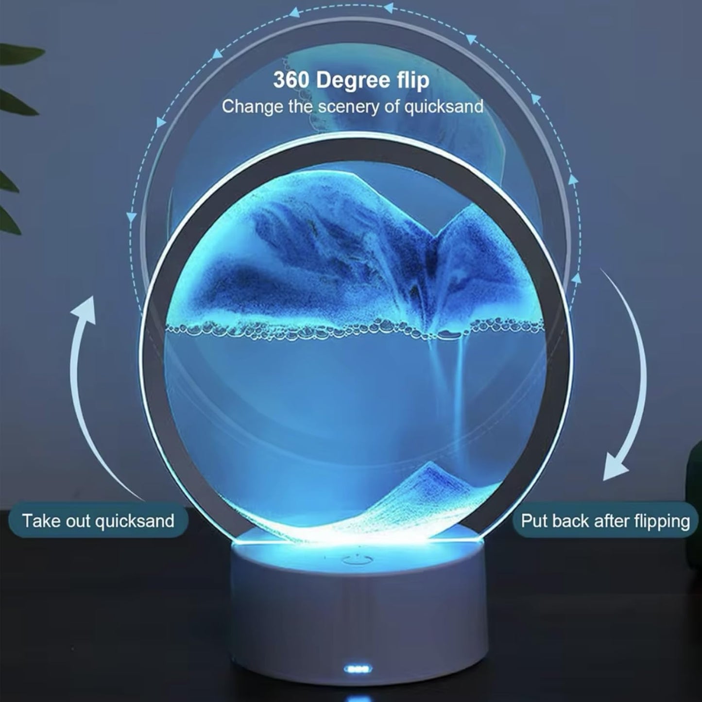 Moving Sand Art Lamp 3D Moving Sandscapes with LED Light Quicksand Painting Light Creative Deep Sea Sandscape Art Liquid Motion Living Room Bedroom Table Lamp Ornament Decor Desktop Art Gift