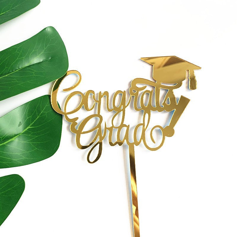 2025 Graduation Cake Topper Black Gold Acrylic Cake Topper Congrats Grad You Did It Congratulations 5 Design Table Centerpiece Sticks Grad Party Food Appetizer Picks for Cake Decor Supplies