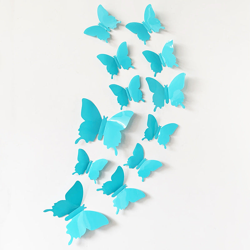 12pcs 3D Realistic Butterfly Wall Stickers - PVC Plastic Decals for DIY Home Decor (Multi-Surface Fridge Magnets, Creative Removable Decoration)