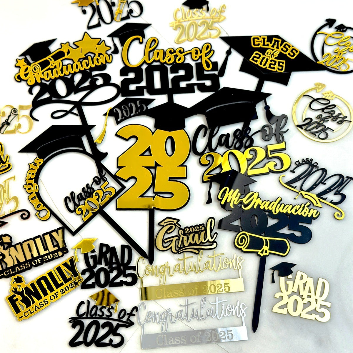 Class Of 2025 Cake Topper Congrats Grad College Graduation Themed Party Decorations Supplies Graduation Season Acrylic Cake Topper, Happy Graduation Cake Decoration Party Supplies, Cake Decor Supplies, Baking Decor Supplies