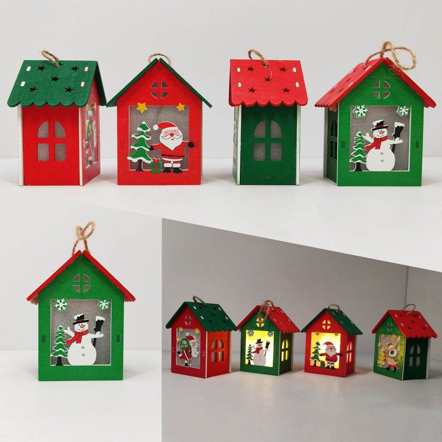 Xmas Glowing House Decor Wooden Led Festival Ornament for Christmas Desktop Decoration Chic and Adorable House for Home Office and Holiday Atmosphere
