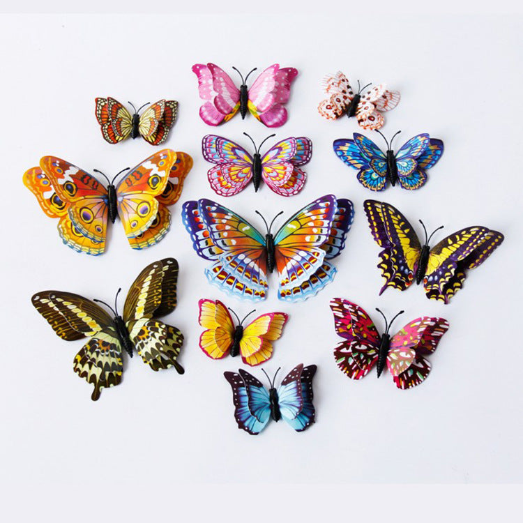 Glow-in-the-Dark Double Layer Magnetic Butterfly Set - 3D Realistic Wall Stickers for Indoor Home Decor
