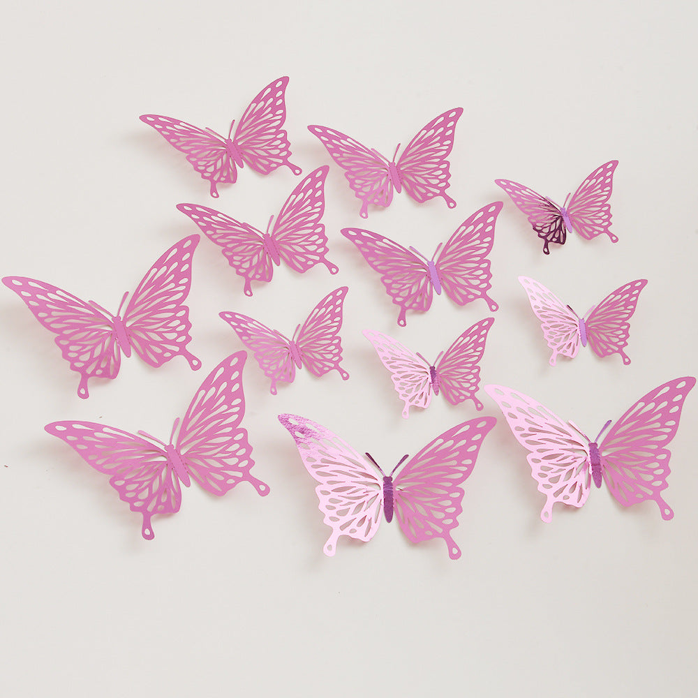 Black 3D Hollow-Out Butterfly Wall Stickers - Bulk Pack for Living Room Decor, Wedding & Holiday Party Decoration