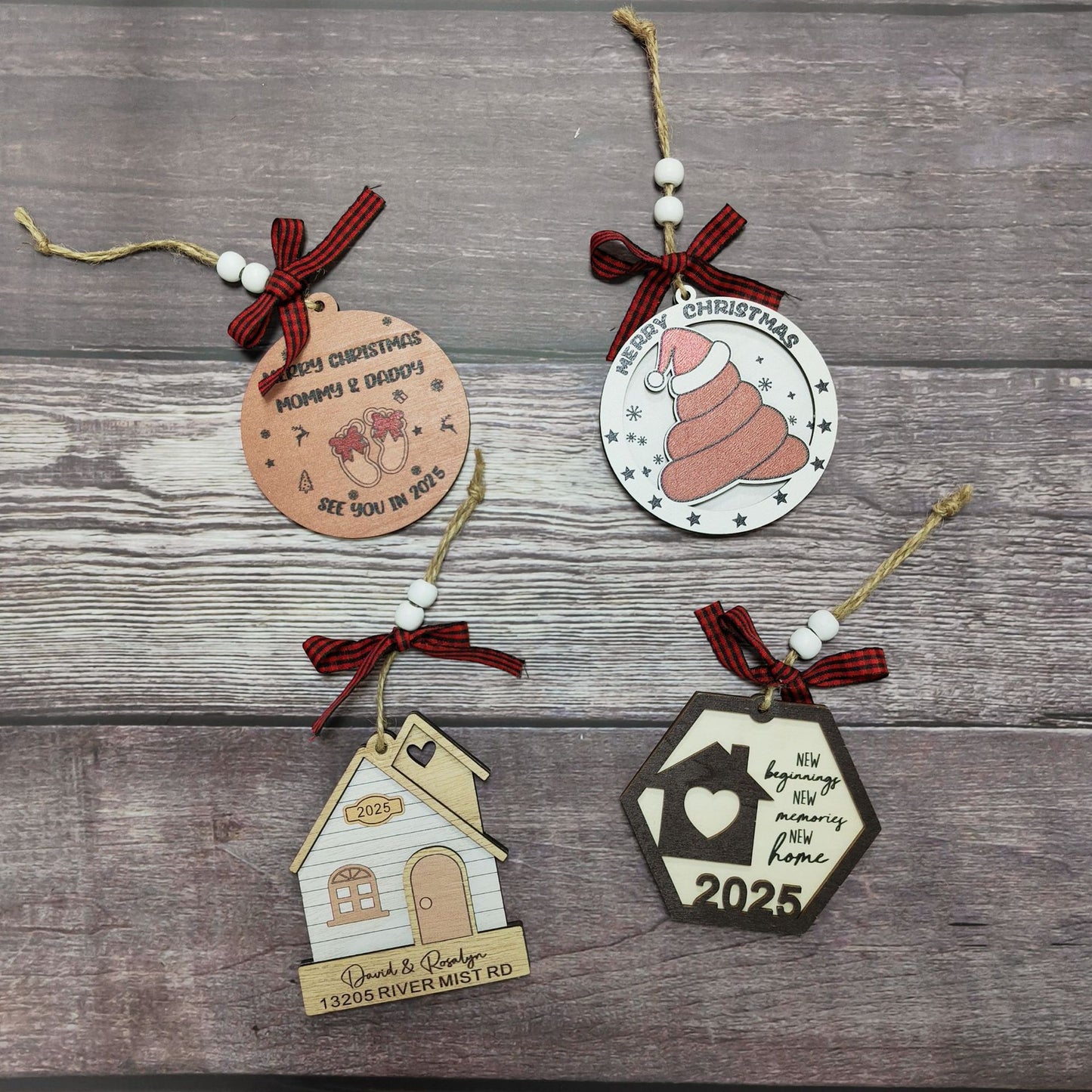 1pc Wooden Christmas Tree Ornaments - Mini House Decorations, Christmas Gift Hangers, Festive Hanging Decor, Pendant Display
