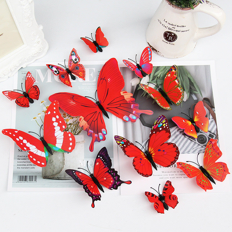 Single Layer 12pcs 3D Realistic Butterfly Wall Stickers - Removable Decals for Nursery, Bedroom, Living Room Decor (Self-Adhesive, Home Wall Art, Aesthetic Decoration)