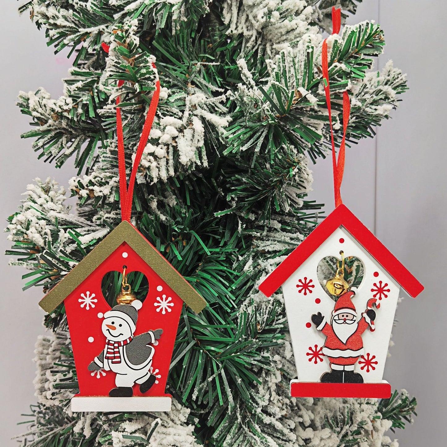 Christmas Wooden Ornaments Set – Angel Wings, Tree Topper Star, Bells & Reindeer – Rustic Holiday Decor for Christmas Tree, Home, and Festive Gifting