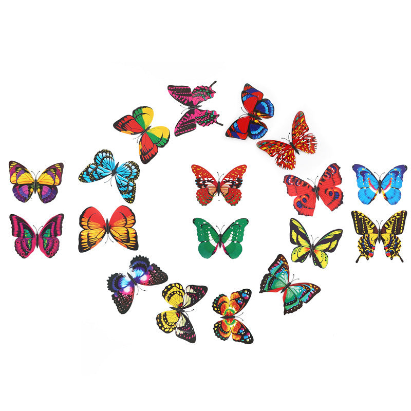 12cm Double-Layer Stem Butterfly - PVC Realistic Garden Butterflies for Outdoor Decor, Floral Arrangements, and Landscape Design