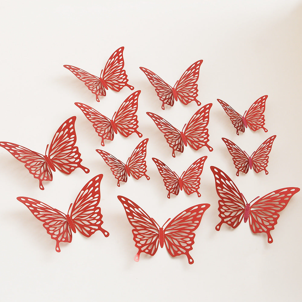 Black 3D Hollow-Out Butterfly Wall Stickers - Bulk Pack for Living Room Decor, Wedding & Holiday Party Decoration