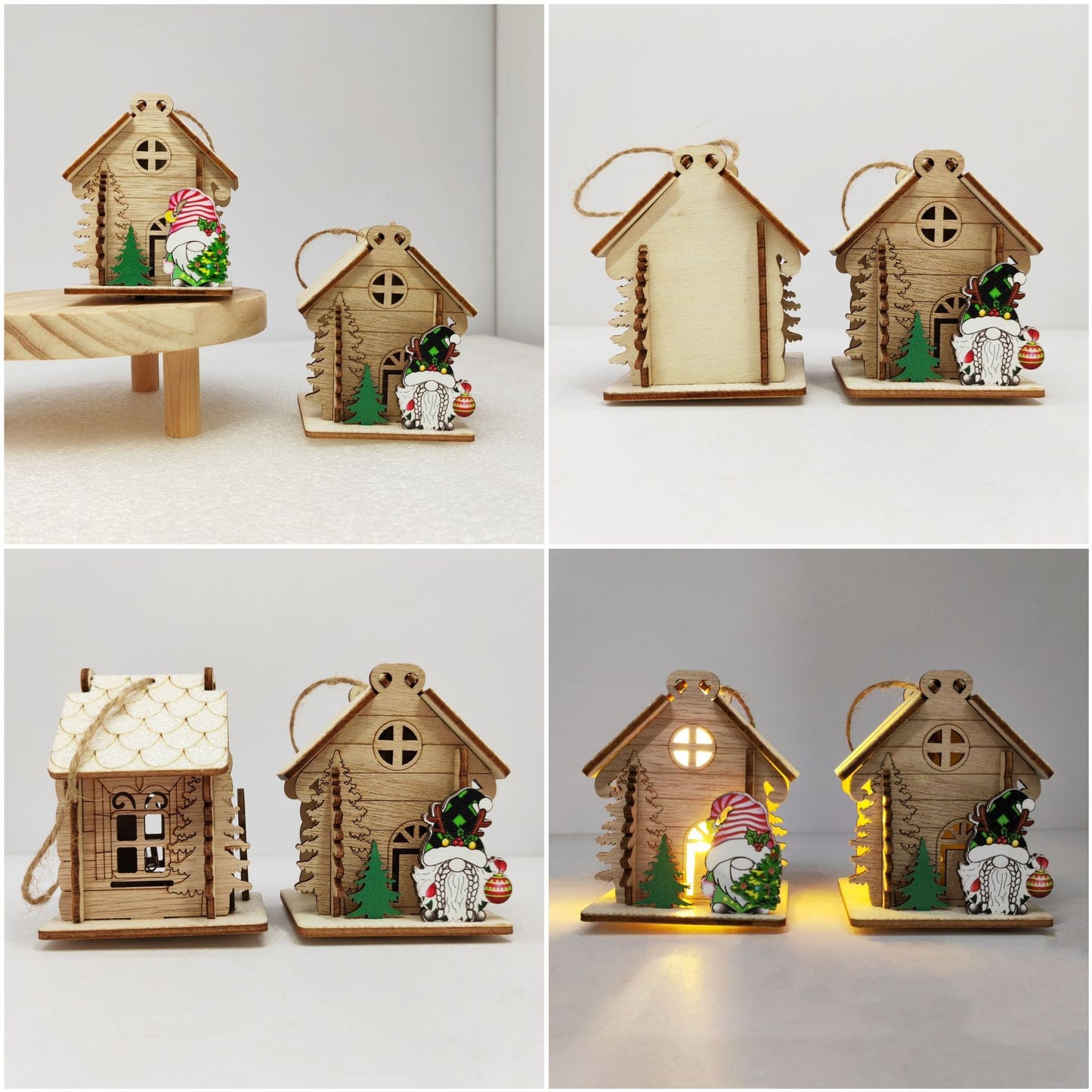 Xmas Glowing House Decor Wooden Led Festival Ornament for Christmas Desktop Decoration Chic and Adorable House for Home Office and Holiday Atmosphere