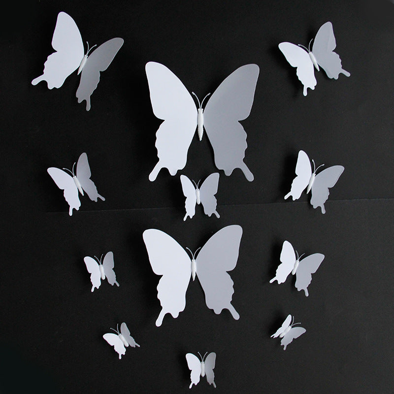 Single-Layer Pack of 12 Wedding Butterflies – Photography-Ready PVC Butterfly Wall Decor, 3D Butterfly Wall Stickers (Paintable)