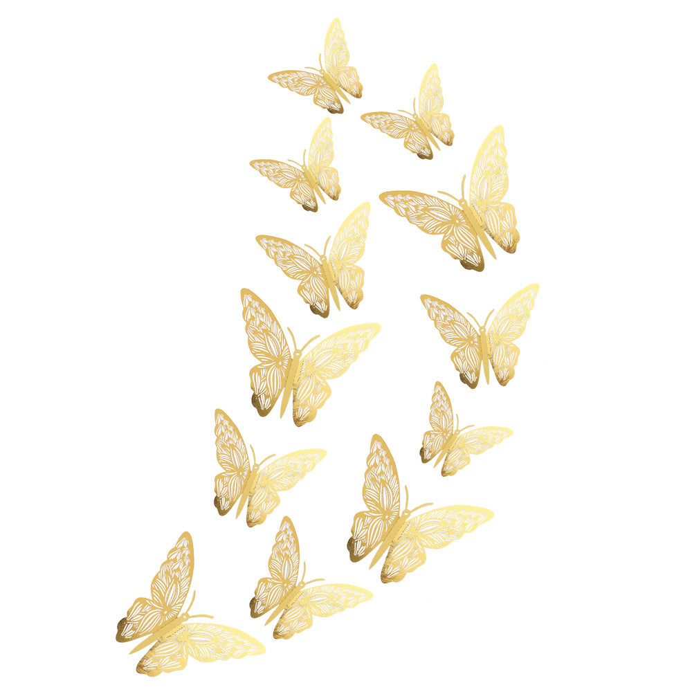 3D Realistic Butterfly Wall Stickers - Hollow-Out Decals for Living Room Decor, Holiday Party Decorations (Self-Adhesive, Cartoon Style Creative Wall Art)