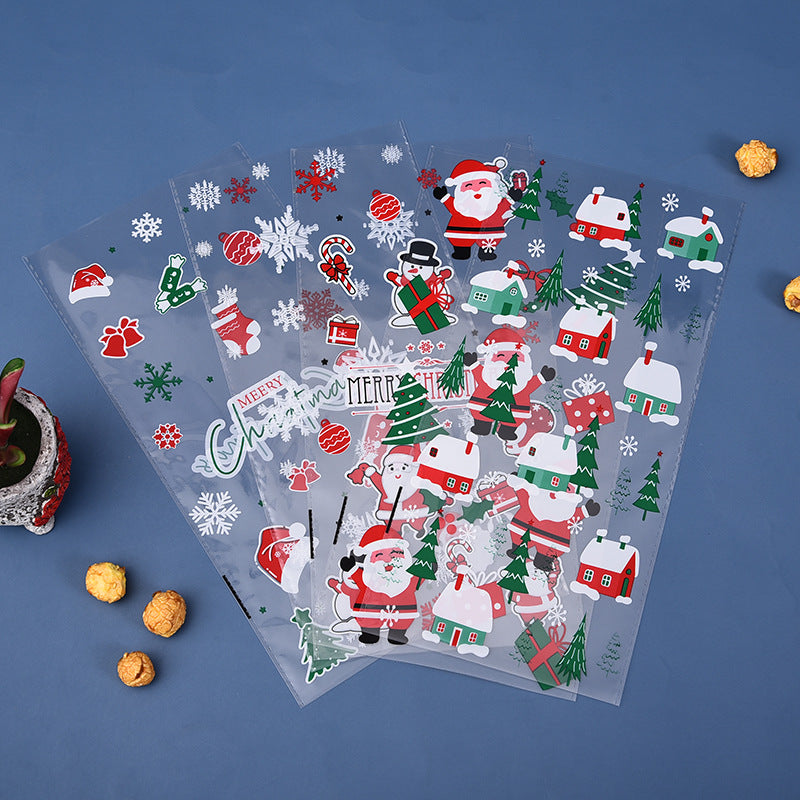 50PCS Christmas Cellophane Treat Bags with Ties – Santa Goodie Candy Cookie Gift Bags for Holiday Party Favors & Decorations