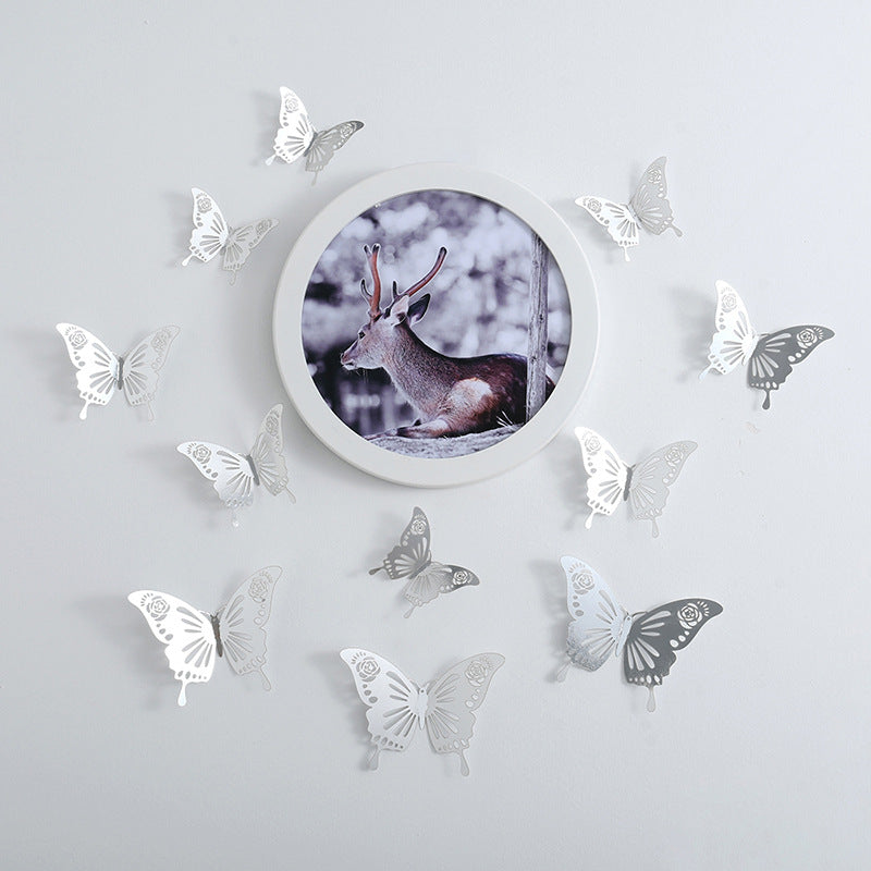 3D Hollow-Out Butterfly Wall Stickers - Self-Adhesive Decals for Kids' Room & Nursery Background Walls (Creative Cut-Out Design, Removable Decor)