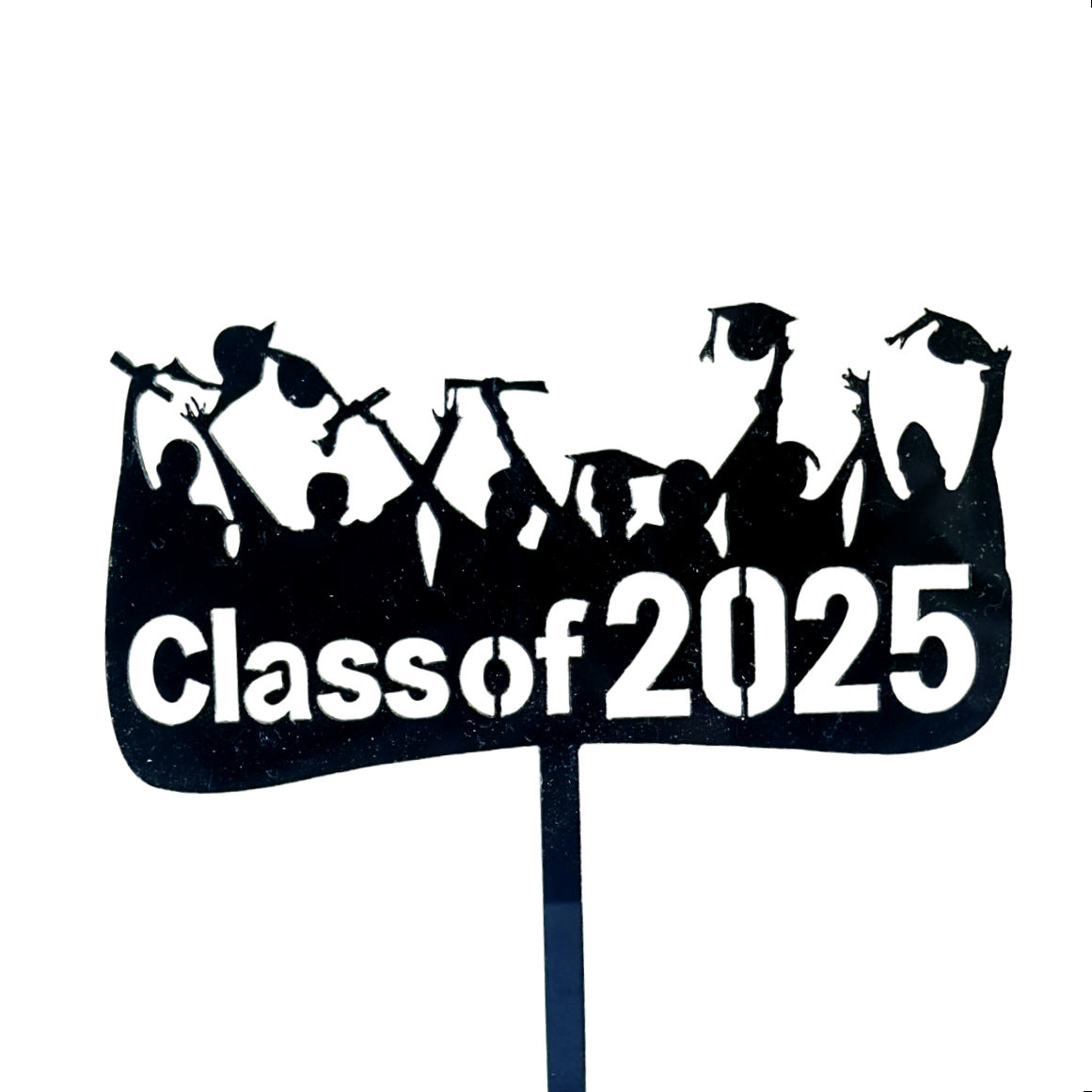 2025 Graduation Cake Topper Black Gold Acrylic Cake Topper Congrats Grad You Did It Congratulations 5 Design Table Centerpiece Sticks Grad Party Food Appetizer Picks for Cake Decor Supplies
