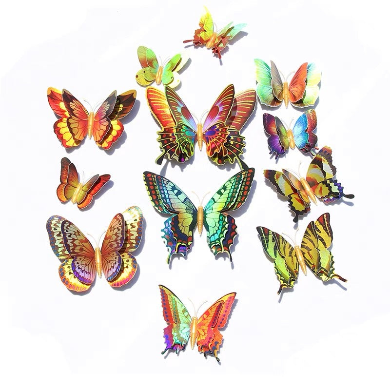 3D Metallic Gold & Silver Butterfly Wall Decals – Elegant Home Decor for Living Room, Bedroom & Display Windows (Modern & Stylish)