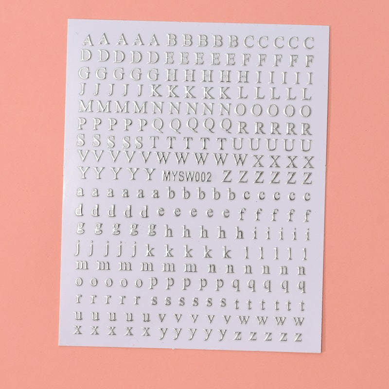 12 sheet 12-Color Fluorescent Nail Letter Stickers Set - Complete A-Z Alphabet (Upper & Lower Case) for School Nail Art Classes & Office Creativity