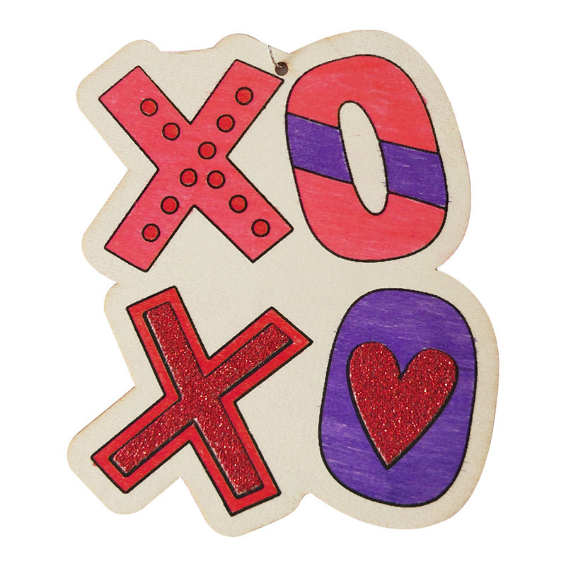 Valentine's Day Wooden Slices,36pcs Heart Cupid Unfinished Wood Cutout Slice Hanging Ornament with Jute Twine and Colored Pen for DIY Craft Supply