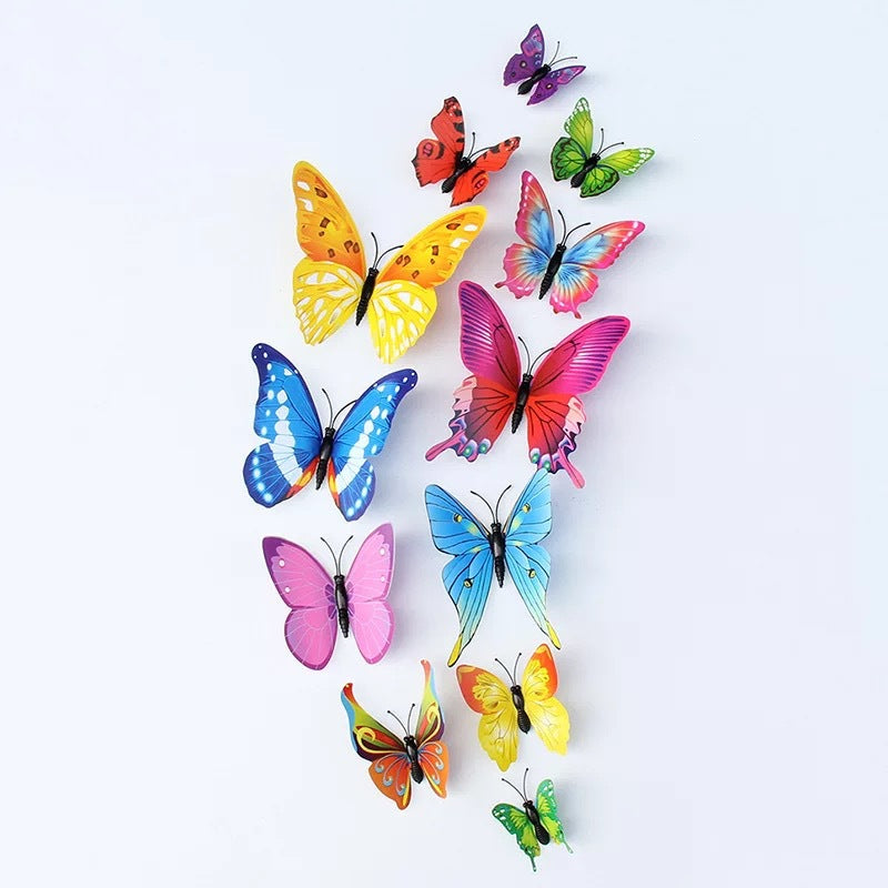 Single Layer 12pcs 3D Realistic Butterfly Wall Stickers - Removable Decals for Nursery, Bedroom, Living Room Decor (Self-Adhesive, Home Wall Art, Aesthetic Decoration)