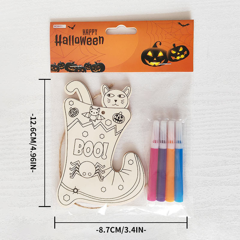 Halloween Crafts for Kids,20 Pieces Halloween Wooden Ornaments Hanging Crafts Wooden Slices for Halloween Decoration DIY Supplies