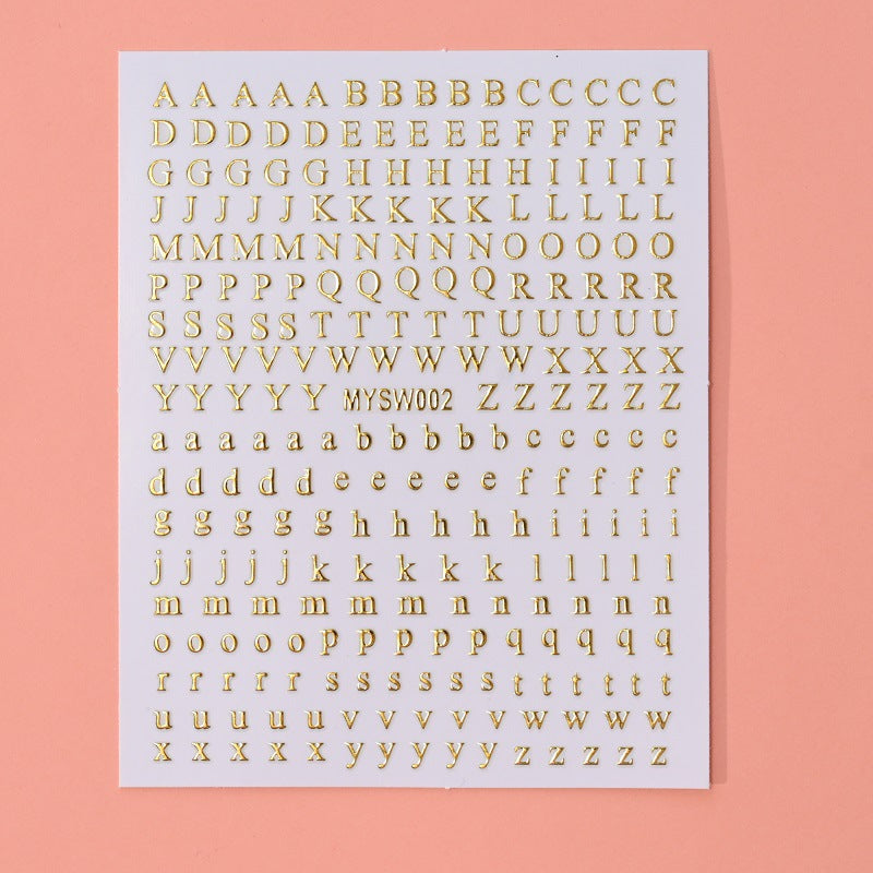 12 sheet 12-Color Fluorescent Nail Letter Stickers Set - Complete A-Z Alphabet (Upper & Lower Case) for School Nail Art Classes & Office Creativity