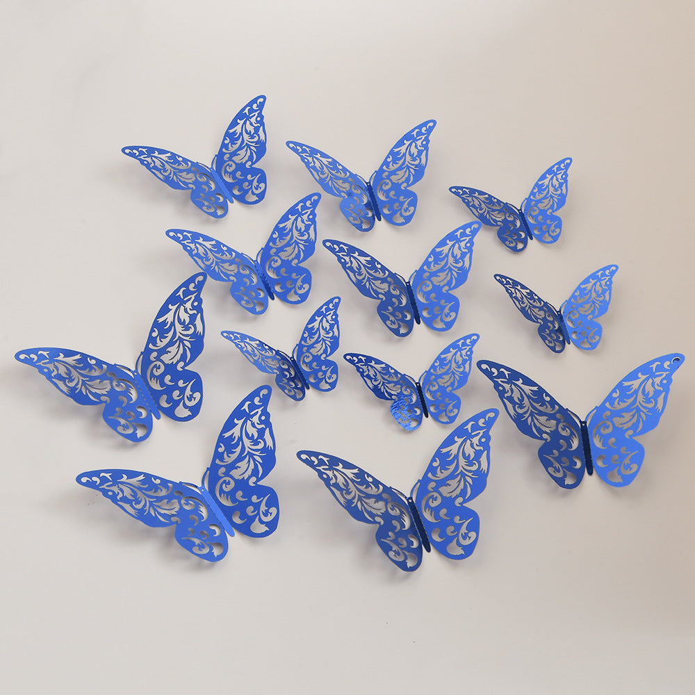 Black 3D Hollow-Out Butterfly Wall Stickers - Bulk Pack for Living Room Decor, Wedding & Holiday Party Decoration
