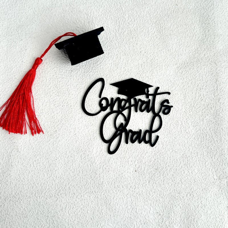 Congrats Grad 2025 Cake Topper, Glitter Graduation Party Decorations for High School College Graduates, Black and Gold