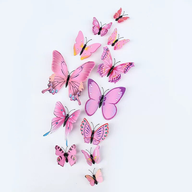 Single Layer 12pcs 3D Realistic Butterfly Wall Stickers - Removable Decals for Nursery, Bedroom, Living Room Decor (Self-Adhesive, Home Wall Art, Aesthetic Decoration)