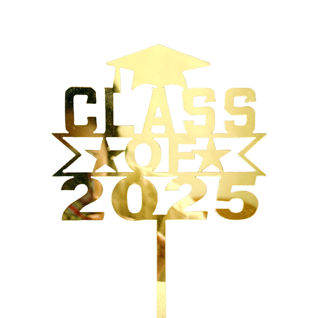Graduation Cake Toppers Black Gold Acrylic GRAD 2025 Design Table Centerpiece Sticks for Party Cake Decorations Supplies