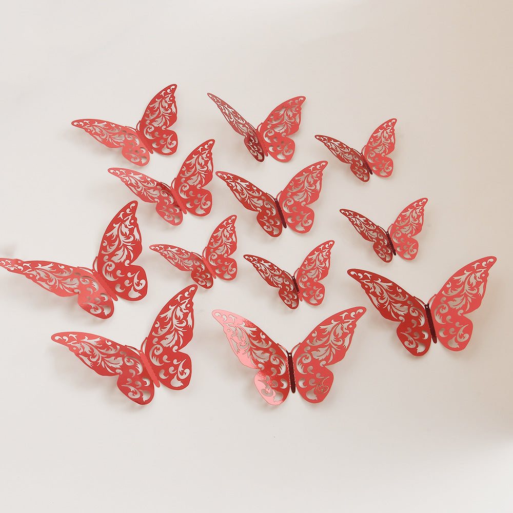 Black 3D Hollow-Out Butterfly Wall Stickers - Bulk Pack for Living Room Decor, Wedding & Holiday Party Decoration