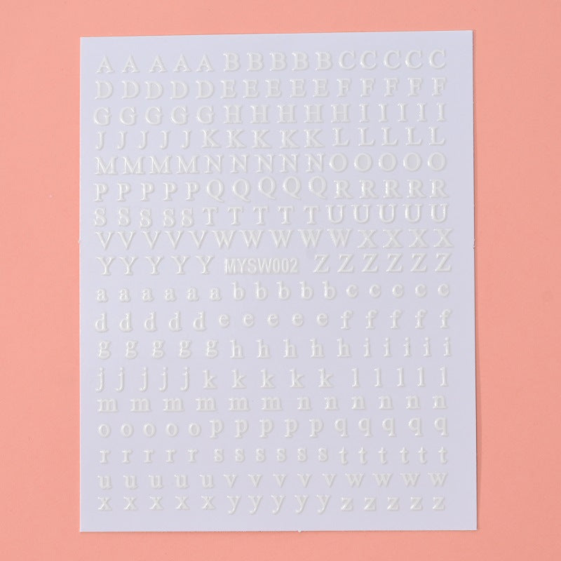 12 sheet 12-Color Fluorescent Nail Letter Stickers Set - Complete A-Z Alphabet (Upper & Lower Case) for School Nail Art Classes & Office Creativity