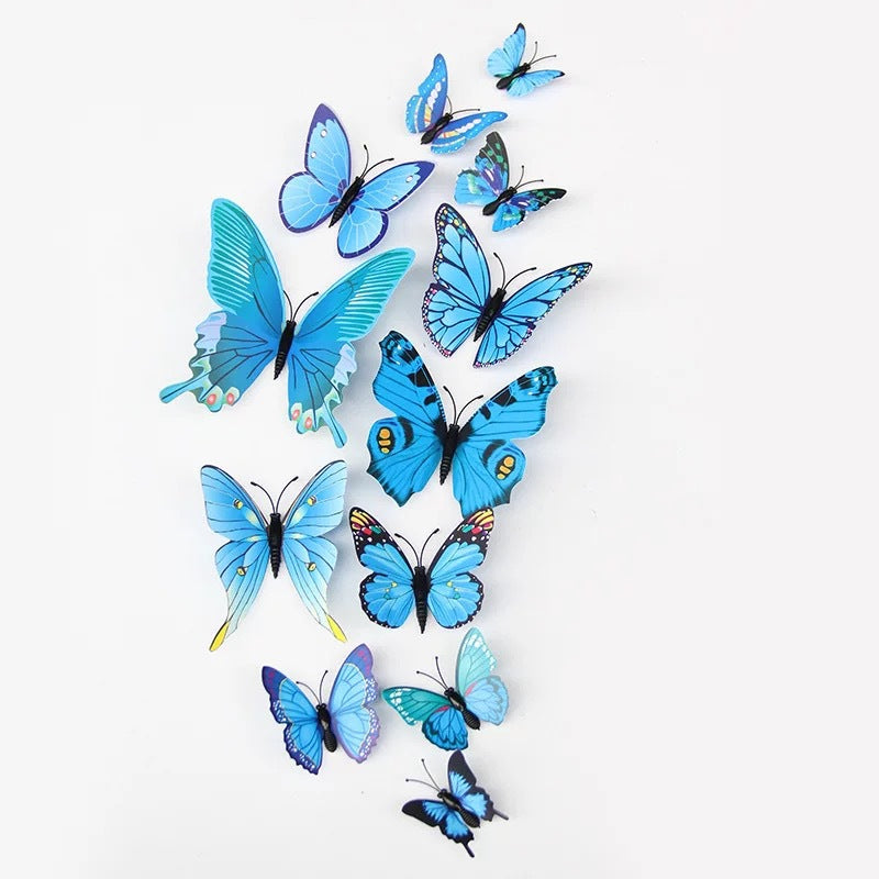 Single Layer 12pcs 3D Realistic Butterfly Wall Stickers - Removable Decals for Nursery, Bedroom, Living Room Decor (Self-Adhesive, Home Wall Art, Aesthetic Decoration)