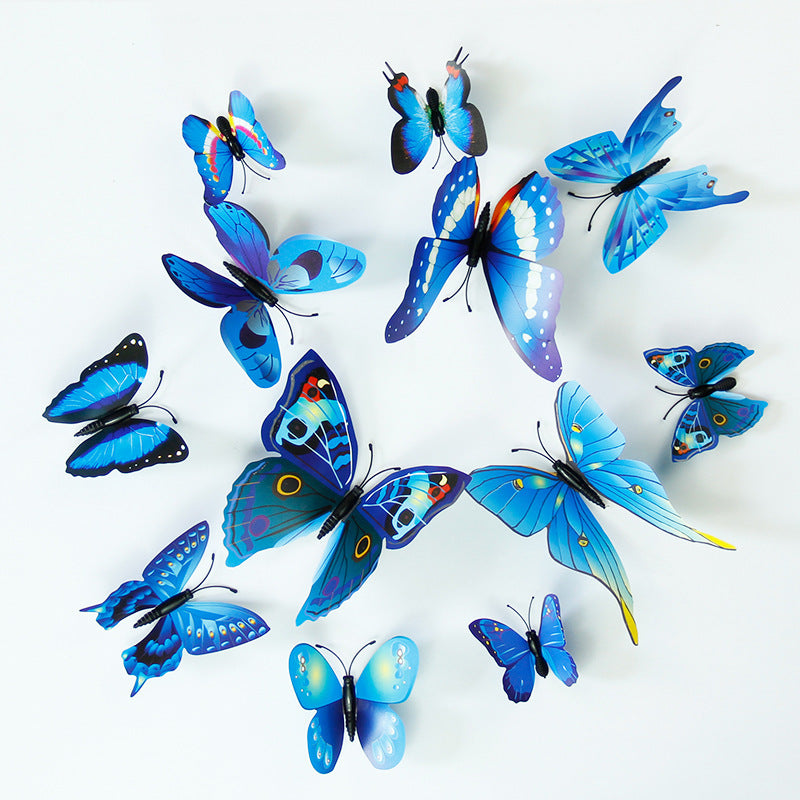 12-Piece 3D Realistic Butterfly Wall Stickers Set - Single Layer Design for Living Rooms, Kids' Rooms & Kindergarten Creative Wall Decor
