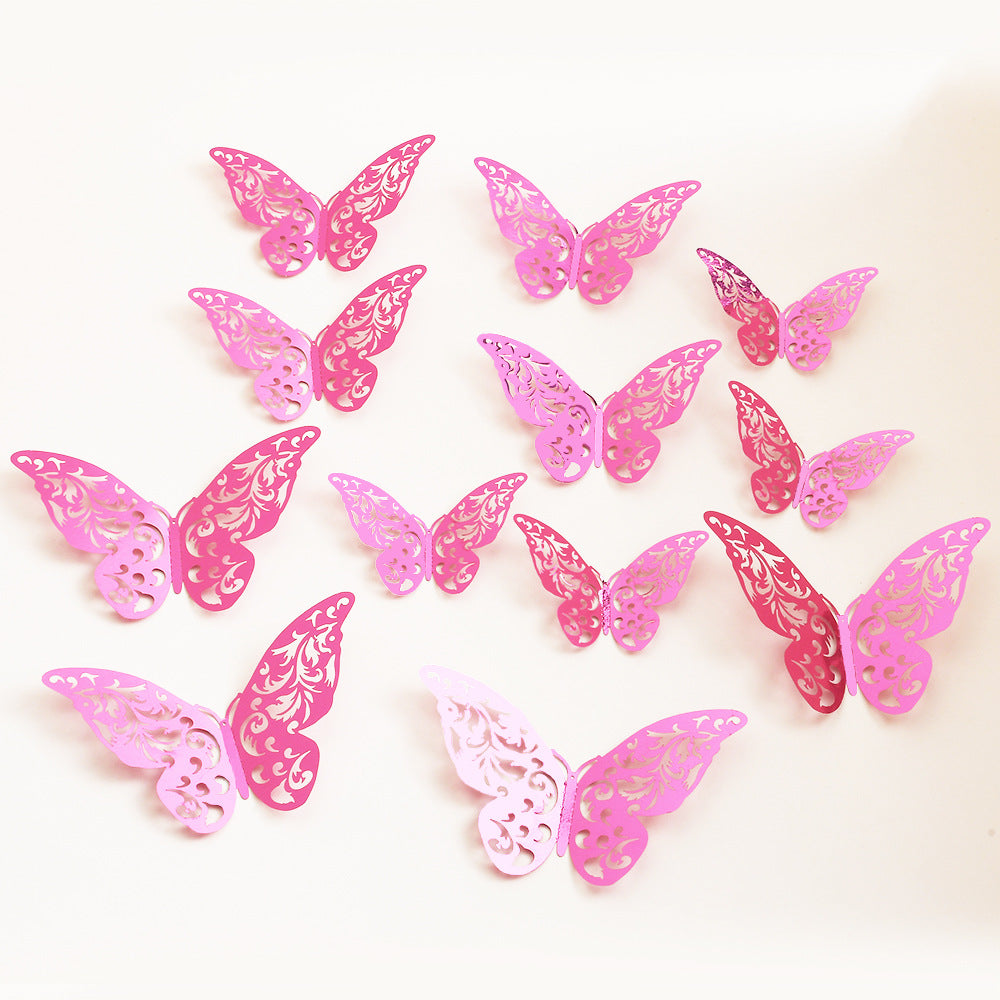 Black 3D Hollow-Out Butterfly Wall Stickers - Bulk Pack for Living Room Decor, Wedding & Holiday Party Decoration