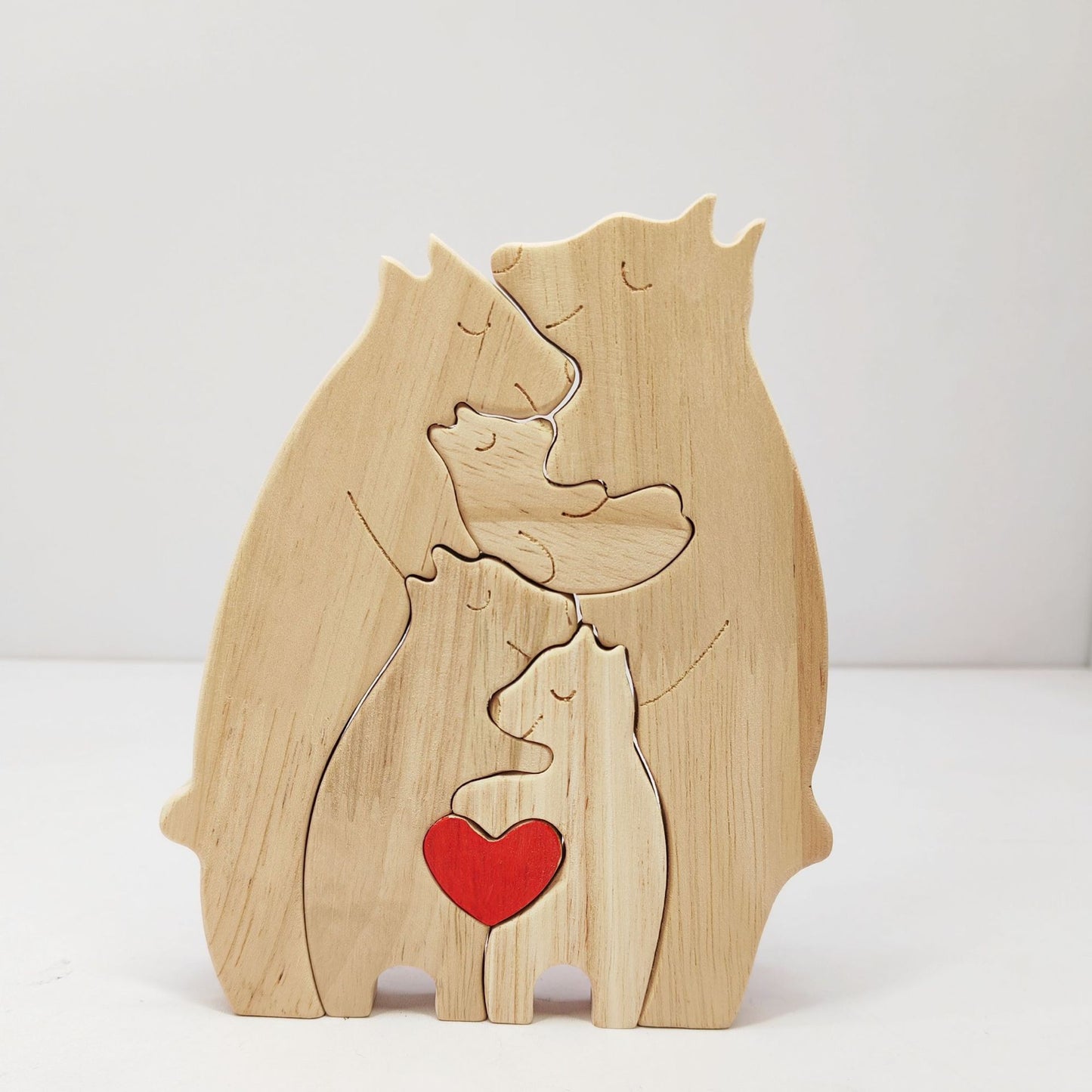 Personalized Family Name Puzzle, 4 Bears Wooden Bear Puzzle Decorative Wooden Bear Puzzle Creative Birthday Gifts for Mom Parents Home Decor Mothers Day Housewarming Gifts