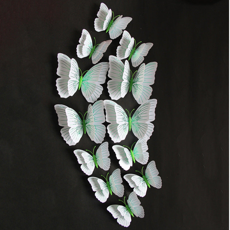 12pcs 3D Glitter Butterfly Wall Decor - Double-Layer Sparkling Butterflies for Wall Art, Shimmering Home Decor (Self-Adhesive, Dimensional Craft Butterflies)