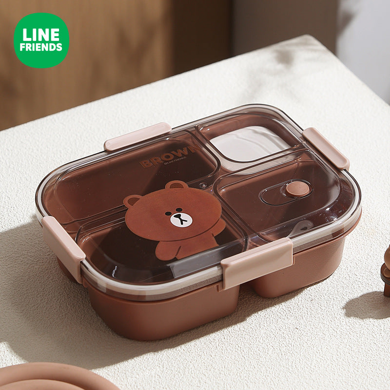 Brown Bear Thermal Lunch Box Set - Insulated 3-Layer Food Container with Carry Bag (Leakproof & Dishwasher Safe)