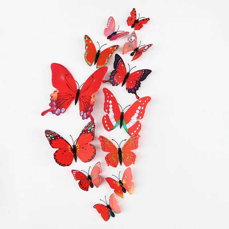 Single Layer 12pcs 3D Realistic Butterfly Wall Stickers - Removable Decals for Nursery, Bedroom, Living Room Decor (Self-Adhesive, Home Wall Art, Aesthetic Decoration)