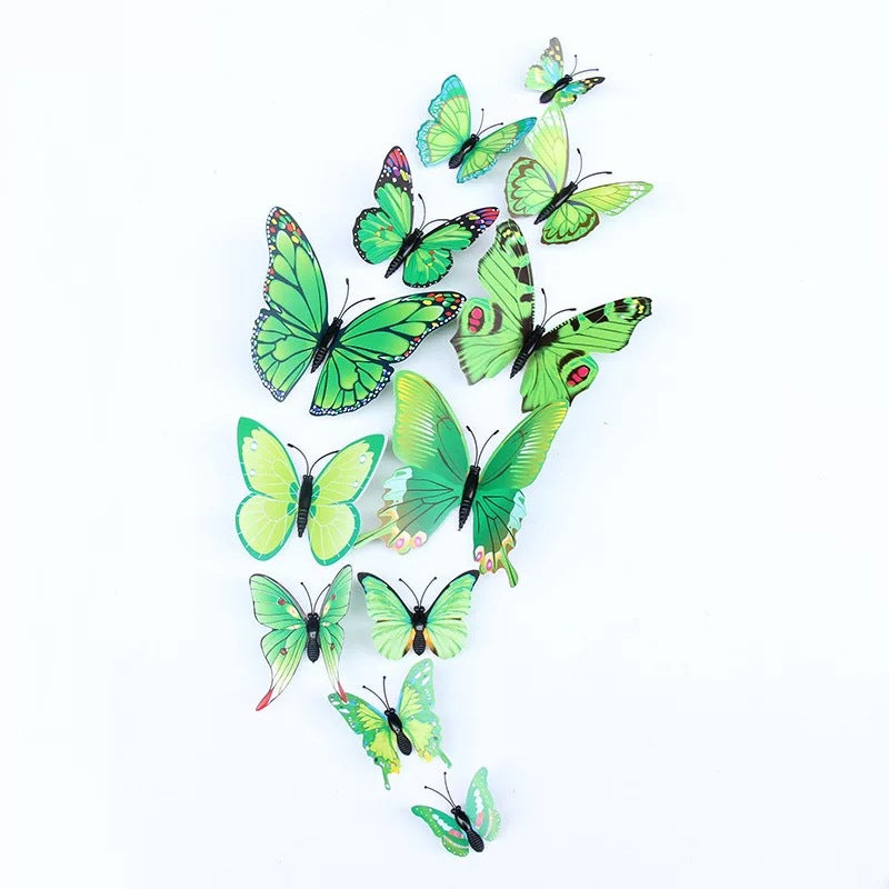 Single Layer 12pcs 3D Realistic Butterfly Wall Stickers - Removable Decals for Nursery, Bedroom, Living Room Decor (Self-Adhesive, Home Wall Art, Aesthetic Decoration)
