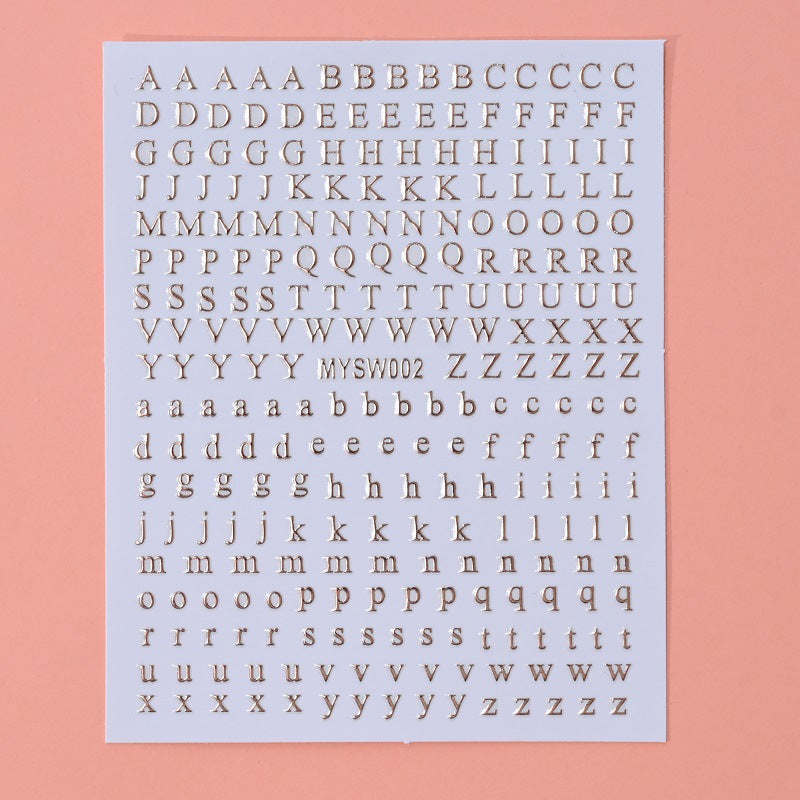 12 sheet 12-Color Fluorescent Nail Letter Stickers Set - Complete A-Z Alphabet (Upper & Lower Case) for School Nail Art Classes & Office Creativity