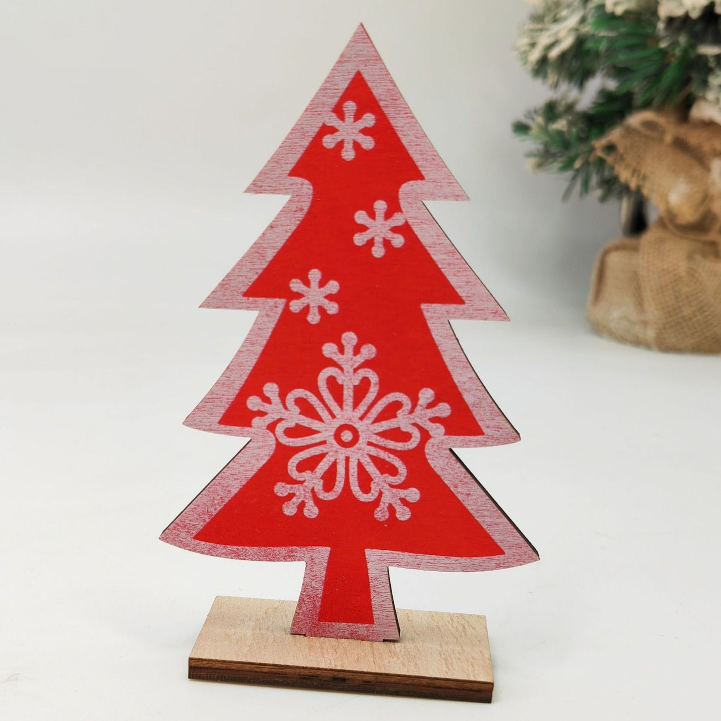 Festive Santa- - Xmas Christmas Tree Snowflake Wood Crafts Xmas Ornaments Display Props Wood Ornaments