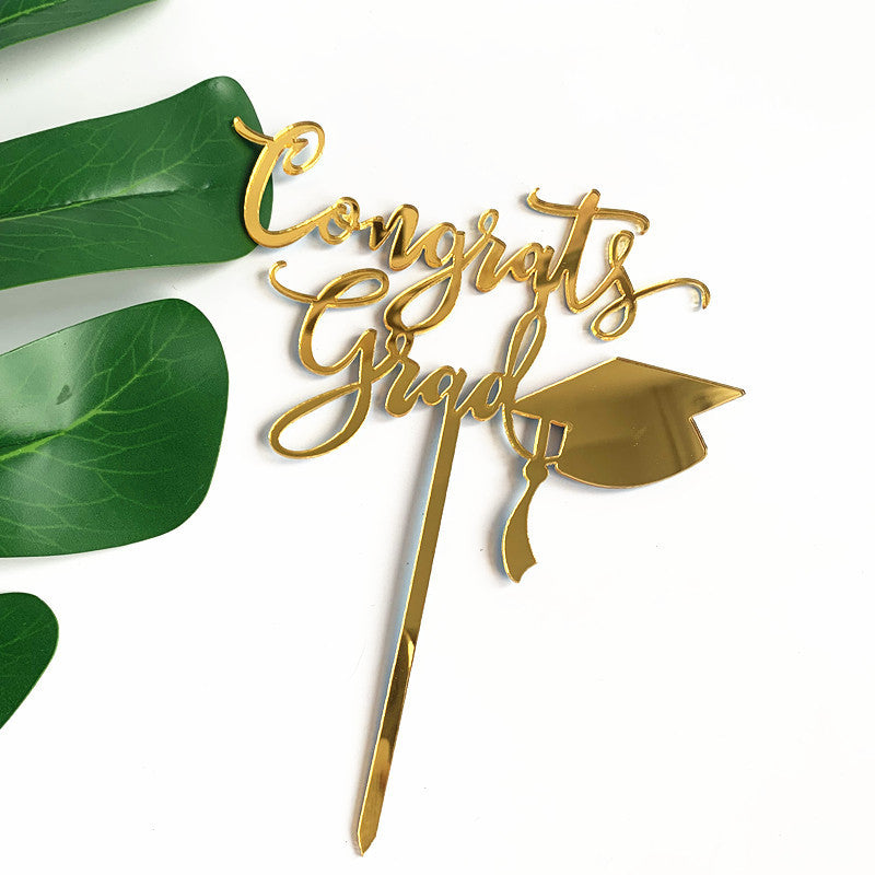 2025 Graduation Cake Topper Black Gold Acrylic Cake Topper Congrats Grad You Did It Congratulations 5 Design Table Centerpiece Sticks Grad Party Food Appetizer Picks for Cake Decor Supplies