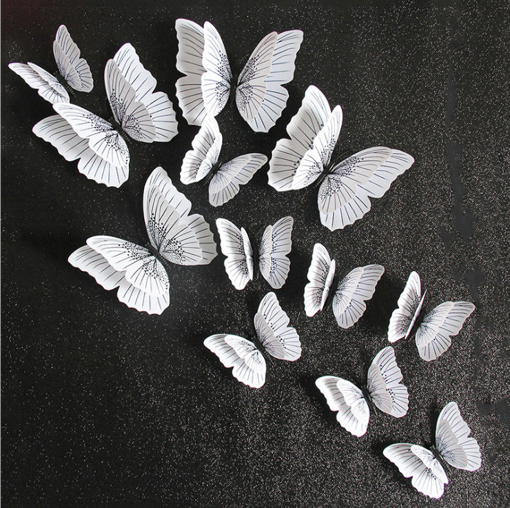12pcs 3D Glitter Butterfly Wall Decor - Double-Layer Sparkling Butterflies for Wall Art, Shimmering Home Decor (Self-Adhesive, Dimensional Craft Butterflies)