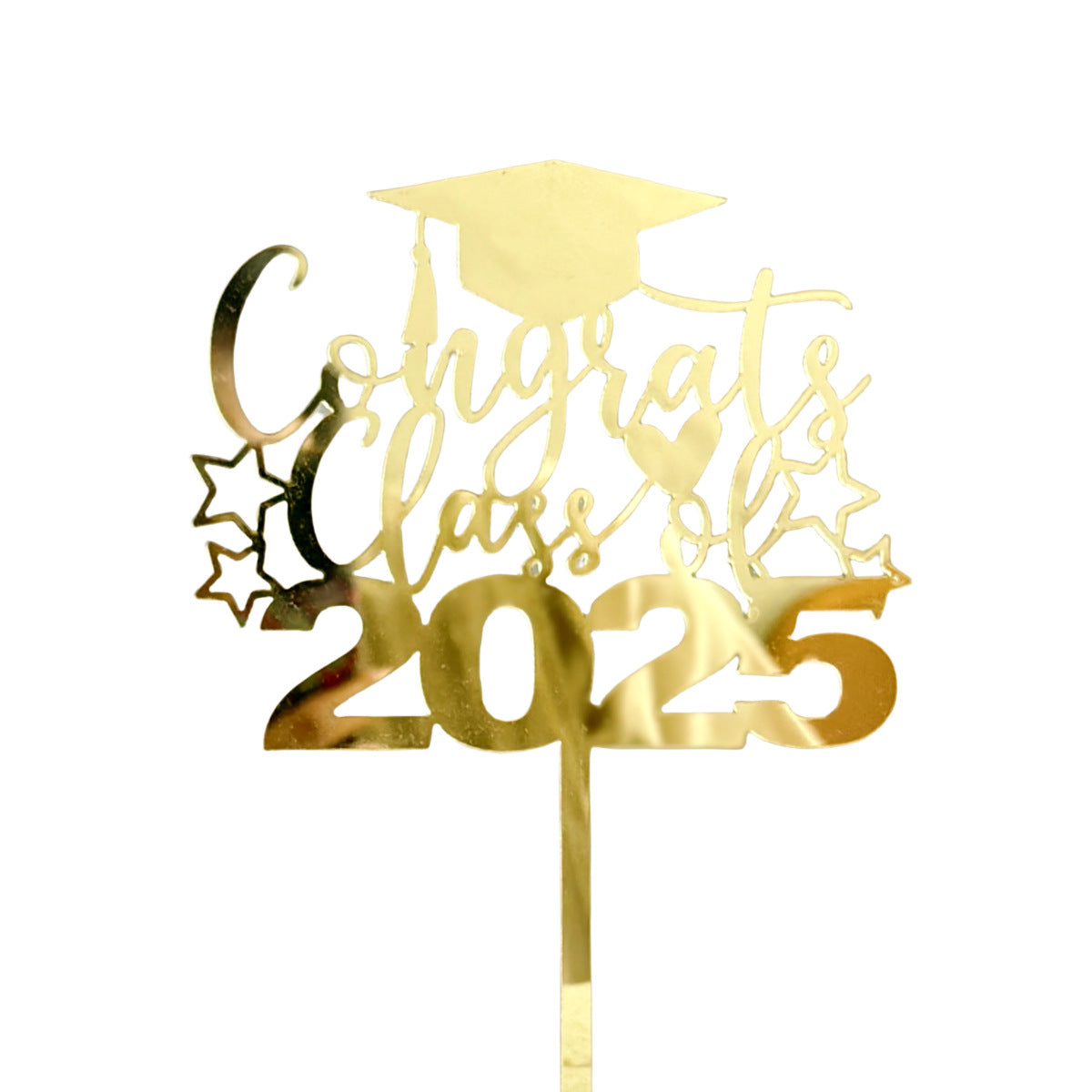 Graduation Cake Toppers Black Gold Acrylic GRAD 2025 Design Table Centerpiece Sticks for Party Cake Decorations Supplies