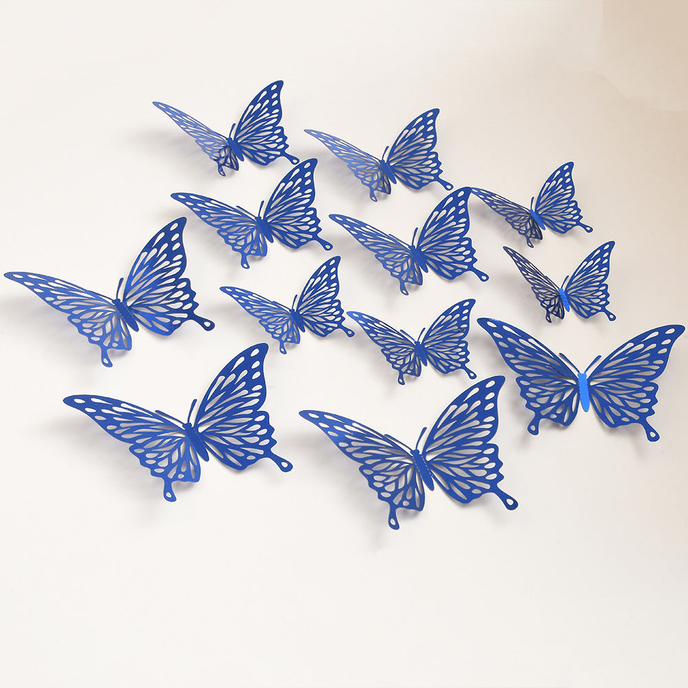 Black 3D Hollow-Out Butterfly Wall Stickers - Bulk Pack for Living Room Decor, Wedding & Holiday Party Decoration