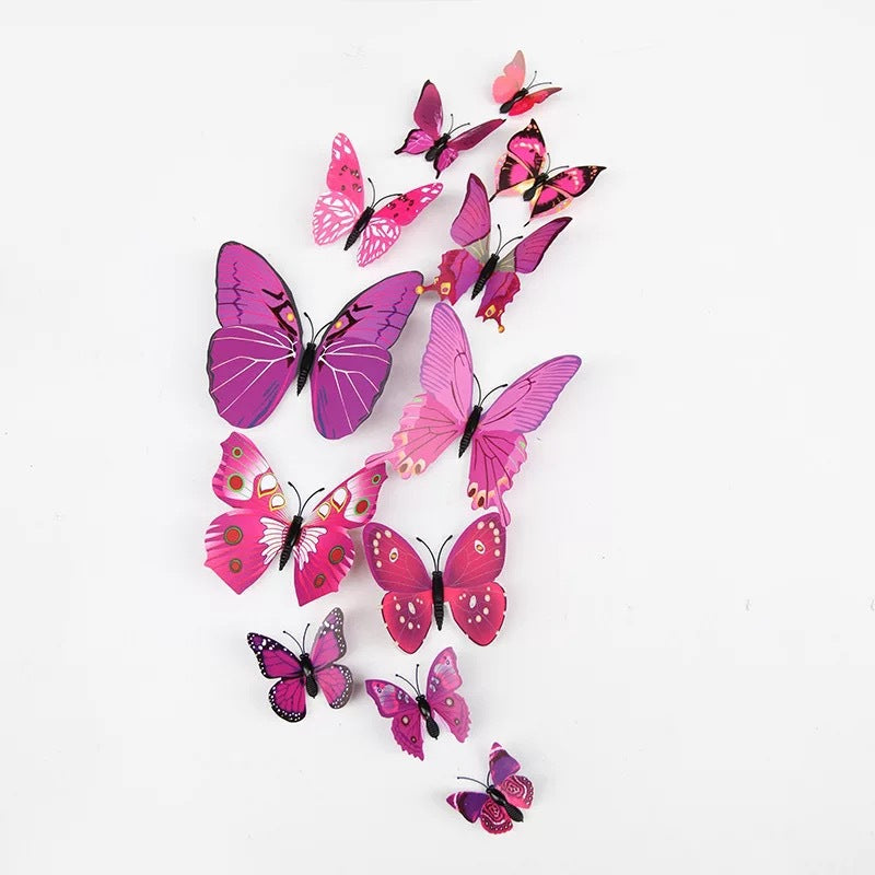 Single Layer 12pcs 3D Realistic Butterfly Wall Stickers - Removable Decals for Nursery, Bedroom, Living Room Decor (Self-Adhesive, Home Wall Art, Aesthetic Decoration)