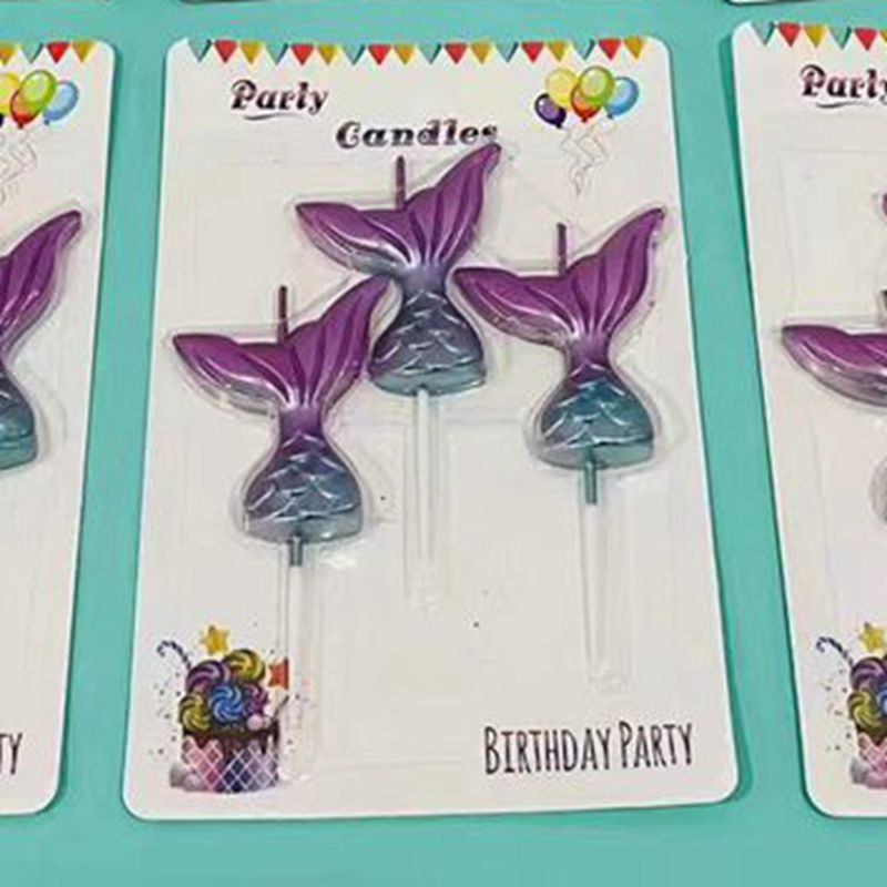 Mermaid Tail Glitter Candles - Magical Cake Topper Decor for Birthday Parties, Ocean-Themed Weddings & Celebration Cakes