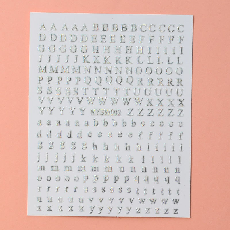 12 sheet 12-Color Fluorescent Nail Letter Stickers Set - Complete A-Z Alphabet (Upper & Lower Case) for School Nail Art Classes & Office Creativity