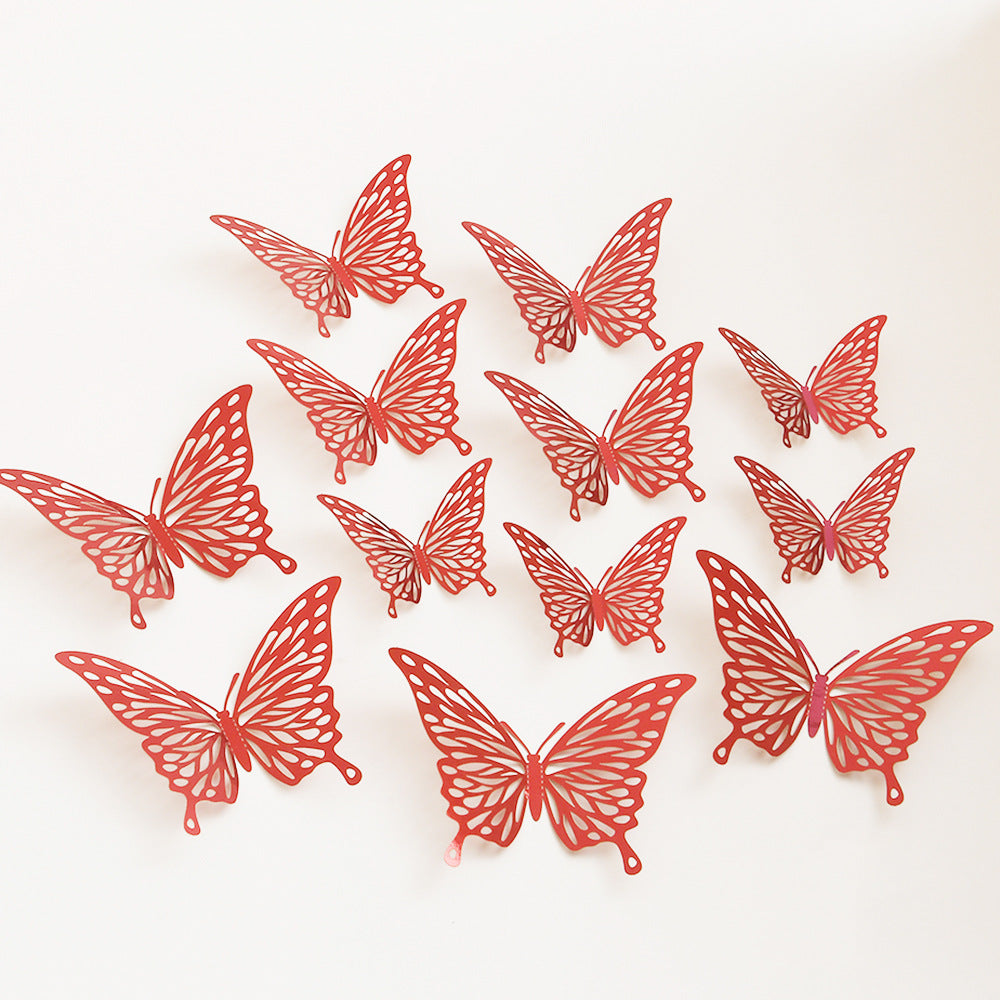 Black 3D Hollow-Out Butterfly Wall Stickers - Bulk Pack for Living Room Decor, Wedding & Holiday Party Decoration